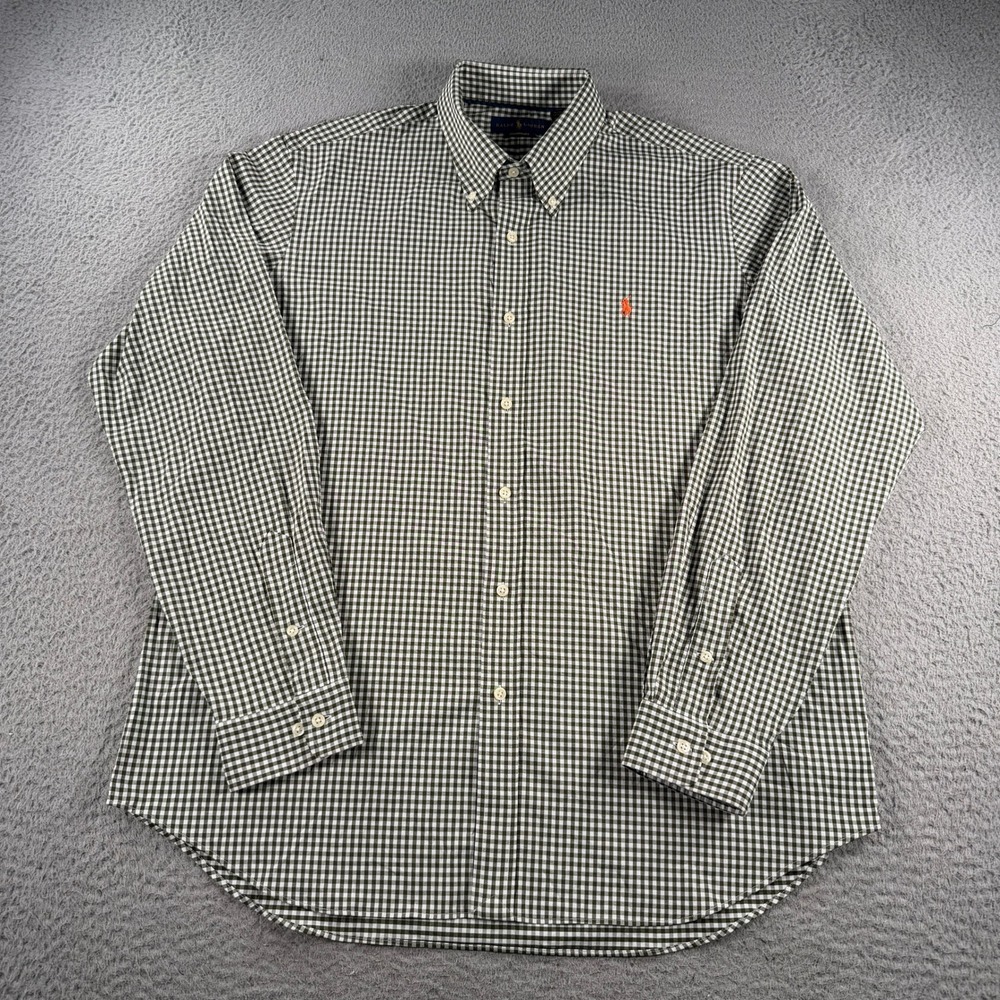 Polo Ralph Lauren Performance Shirt Mens XL Green Gingham Stretch Button Down
